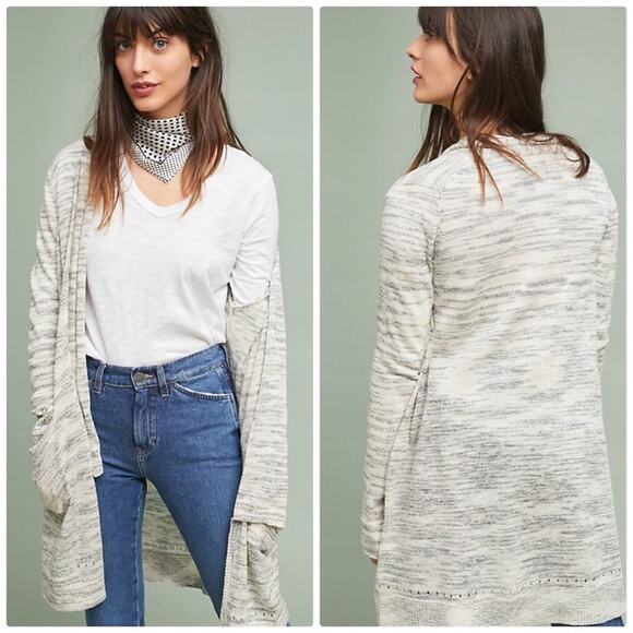 Anthropologie‎ XS Sweater Micheal Stars Cream Open Front Light Cardigan - Picture 1 of 5